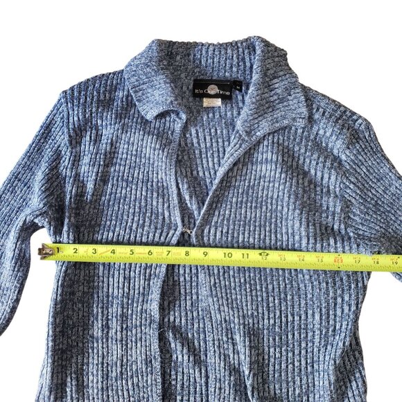 Y2K Its Our Time Blue Knit Cardigan Loungewear Relax Coastal Grandmother Weekend - Picture 4 of 7